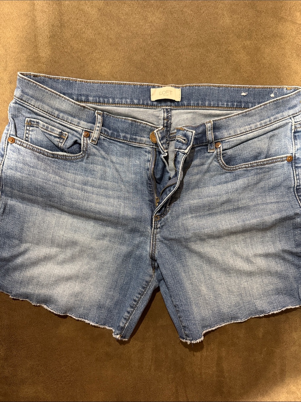 LOFT Light Blue Denim Cutoff Shorts with Frayed Edge